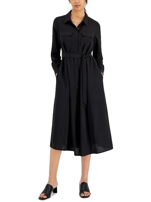 Petites Womens Collared Midi Shirtdress Women's Clothing Online Sale