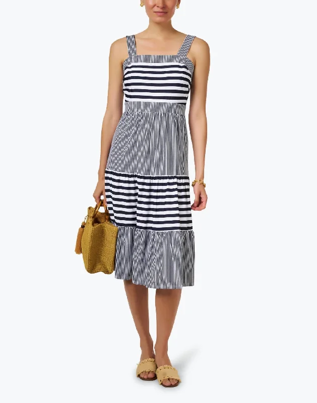 Pepper Stripe Dress In Pinstripe Navy Women's Formal Event Attire