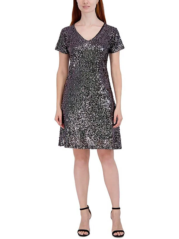 Plus Womens Sequined Knee Cocktail and Party Dress Women's Stylish Outerwear