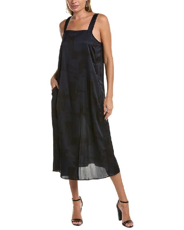 EILEEN FISHER Full-Length Silk-Blend Shift Dress Trendy Outfits For Ladies