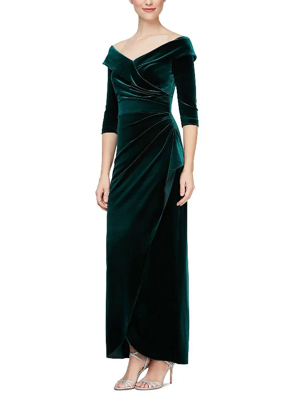 Womens Velvet Long Evening Dress Trendy Women's Outfits for Casual Wear