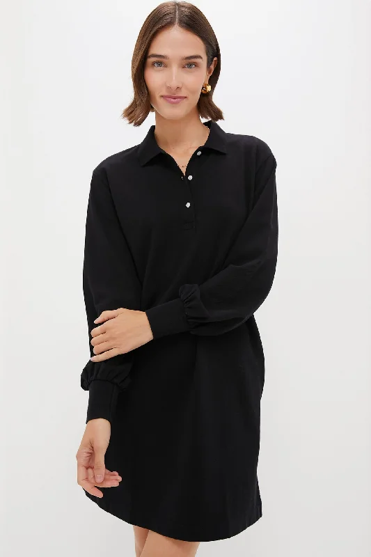 Black Pique Frances Polo Dress Women's Loungewear Clothes