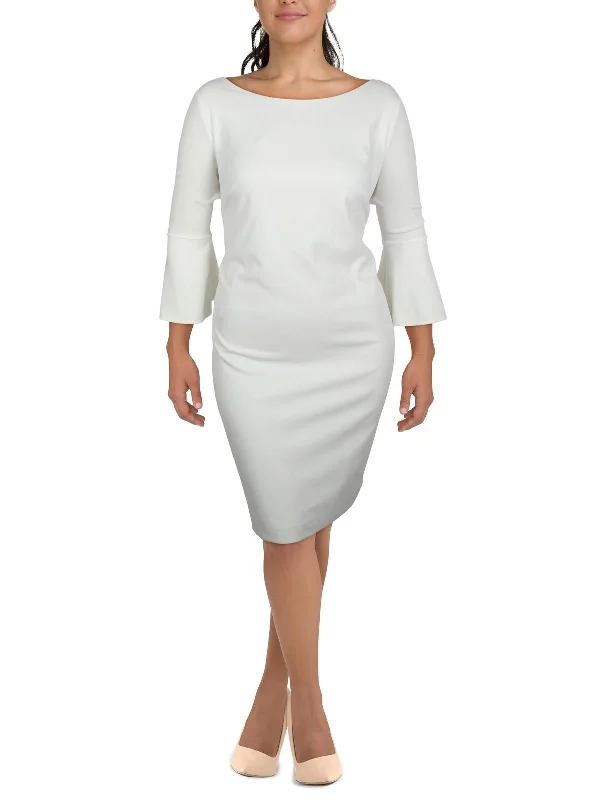 Plus Womens Textured Knee Length Sheath Dress Women's Plus-Size Attire