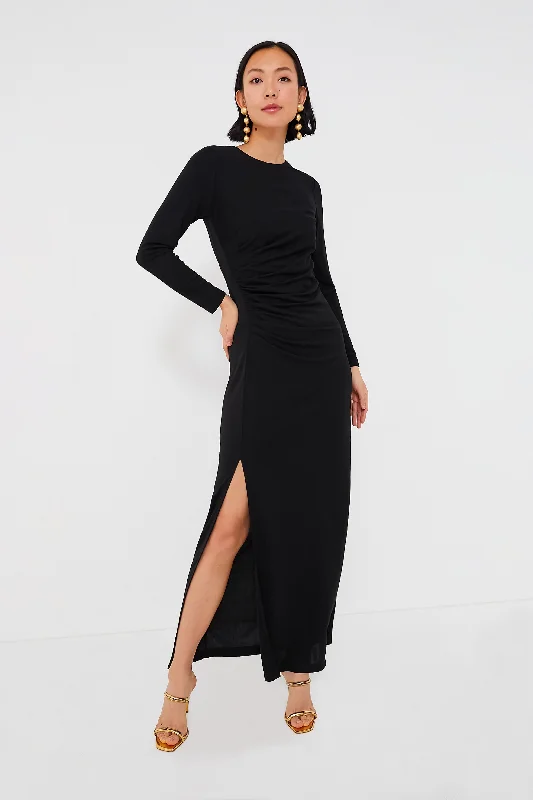 Black Ruched Nicole Dress Women's Apparel