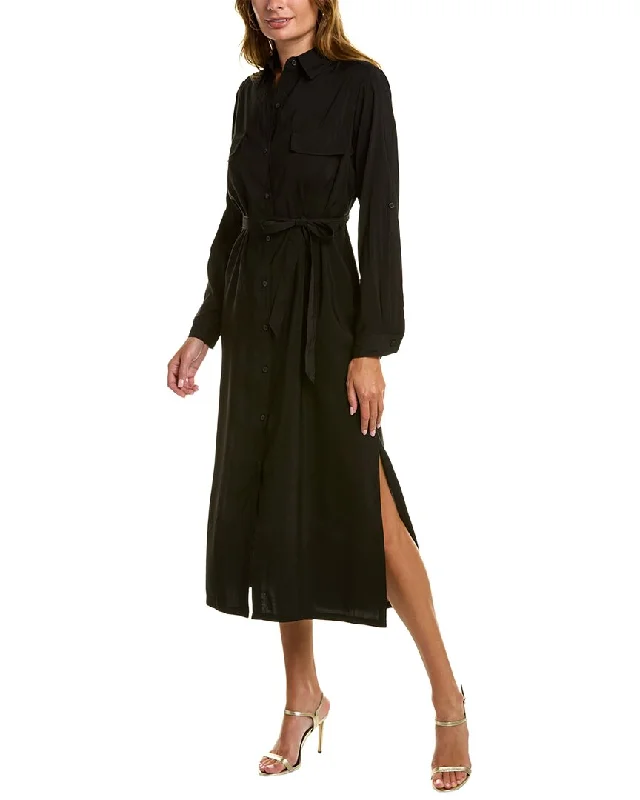 Max Studio Tab Sleeve Midi Shirtdress Formal Garments For Women