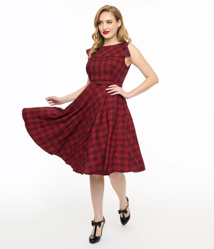 Voodoo Vixen 1950s Red Check Fit & Flare Dress Flash Sales Today