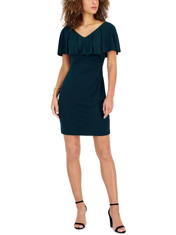 Petites Womens Popover Mini Sheath Dress Chic Women's Attire