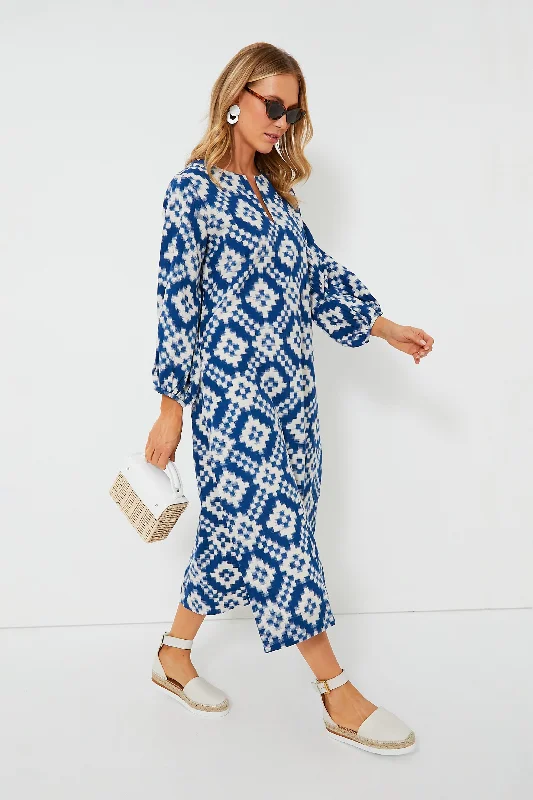 Blue Dorcas Kaftan Comfortable Women's Apparel