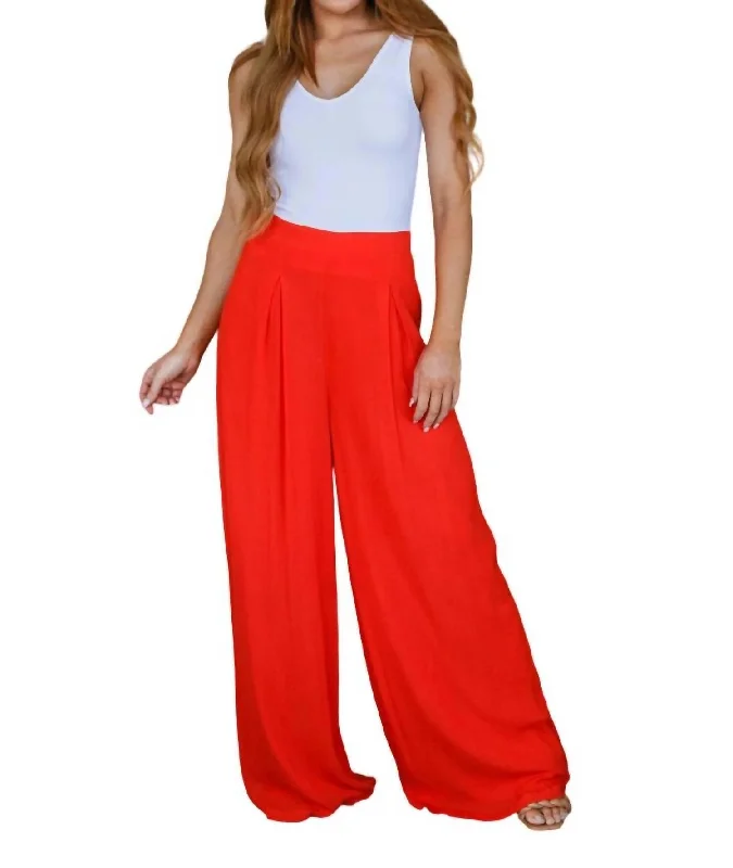 Not So Subtle Wide Leg Pants In Red Classic Clothes For Women