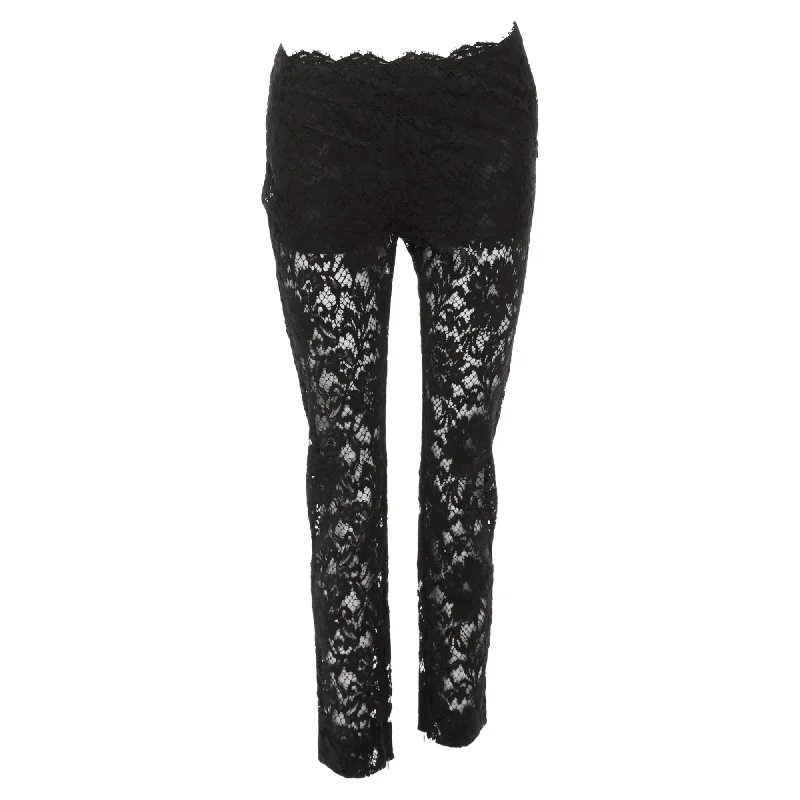 Valentino Cotton Blend Floral Lace Overlay Sheer Cropped Pants Online Clothing Boutiques