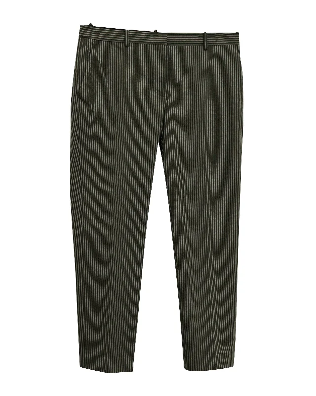 Theory Striped Trousers in Black and White Cotton Affordable Women's Outfit