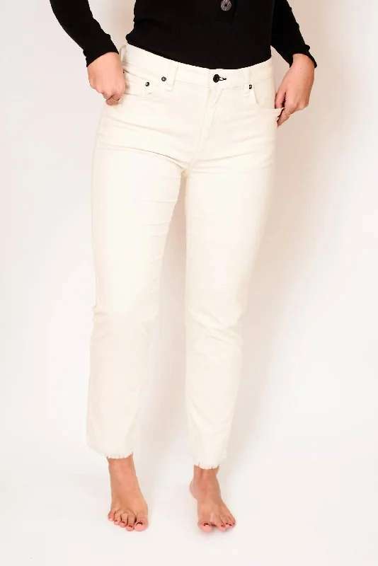 Mid Rise Straight Pant In Winter White Women's Elegant Garments