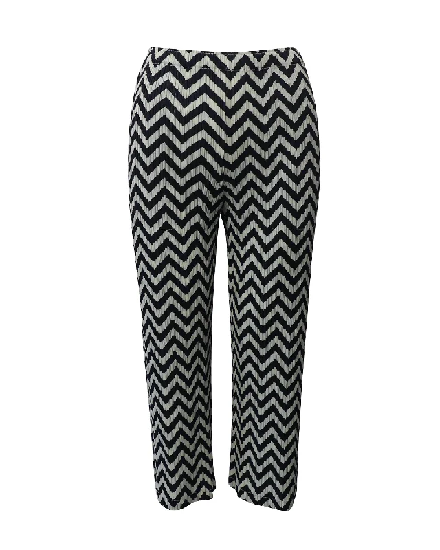 Pleats Please Zigzag Print Pants in Multicolor Polyester Latest Fashion for Women