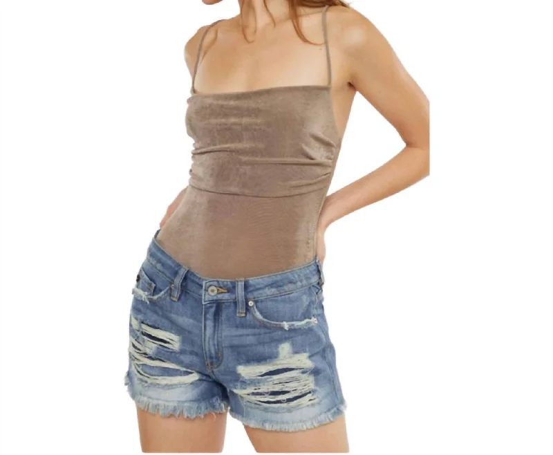 Boyfriend Mid Rise Denim Shorts In Washed Denim Women's Casual and Dressy Outfits