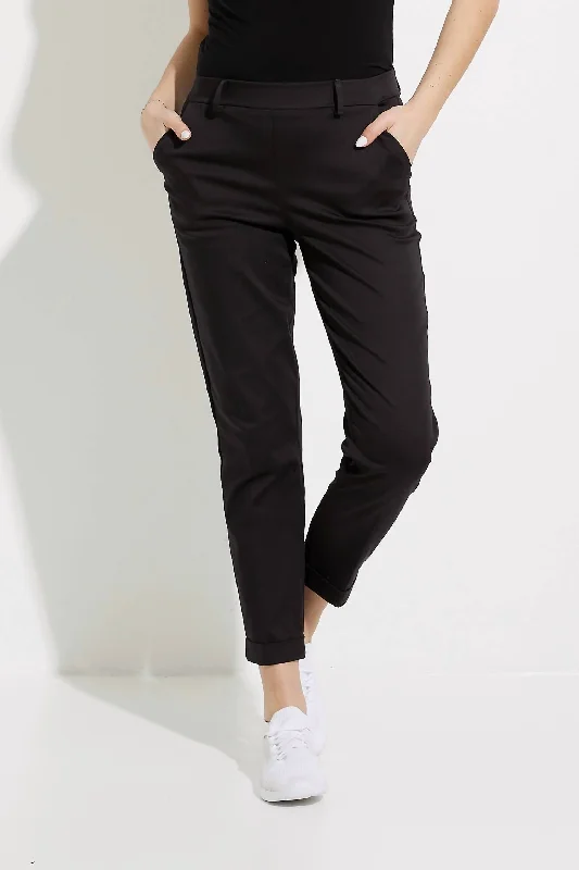 Cuffed Ankle Pants In Black Comfortable Outfit For Women