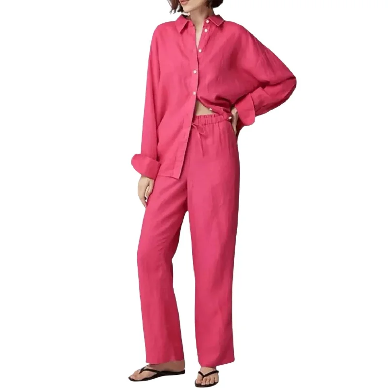 Linen Soleil Pant In Pink Women's Evening Outfit