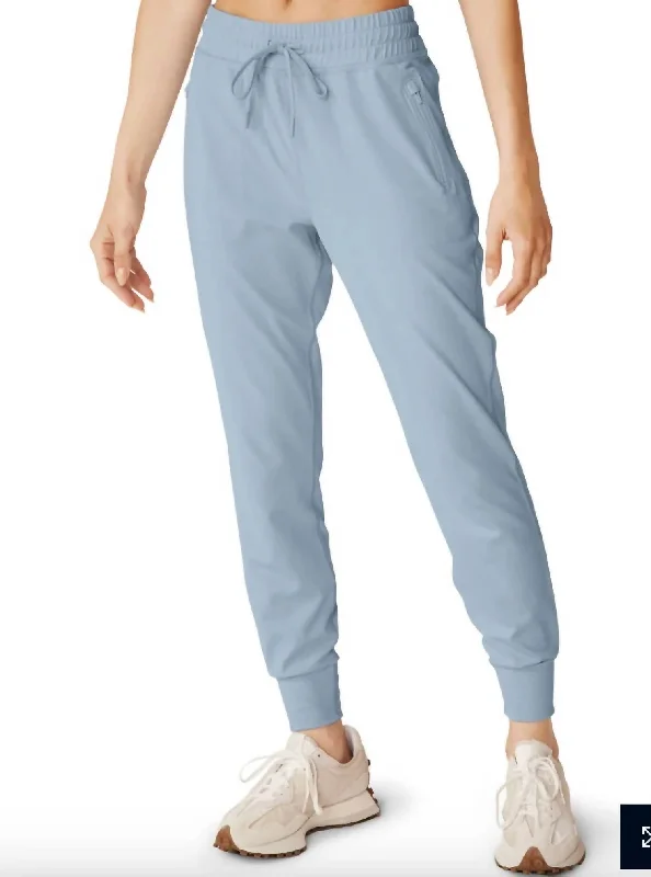 Heather Rib Street Jogger In Sky Blue Affordable Women's Outfit