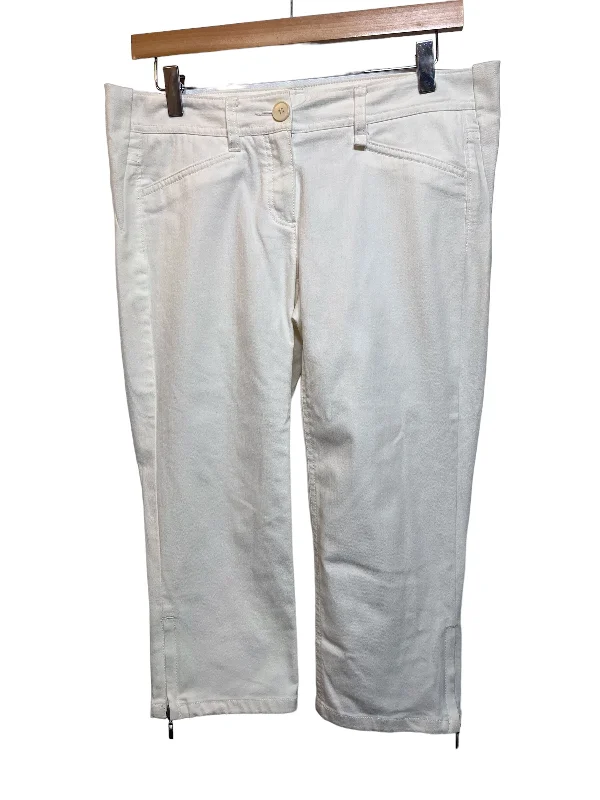 Theory Women's White 3/4 Length Trousers (W33) Affordable Luxury Women's Apparel