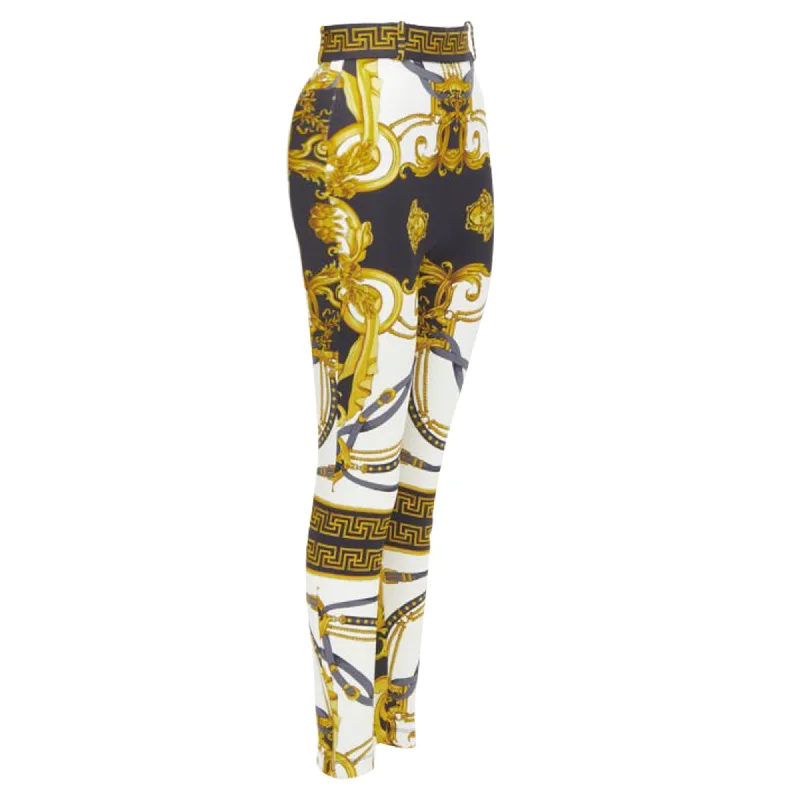 Versace Rodeo Barocco harness stretch legging pants Women's Trendy Casual Clothes