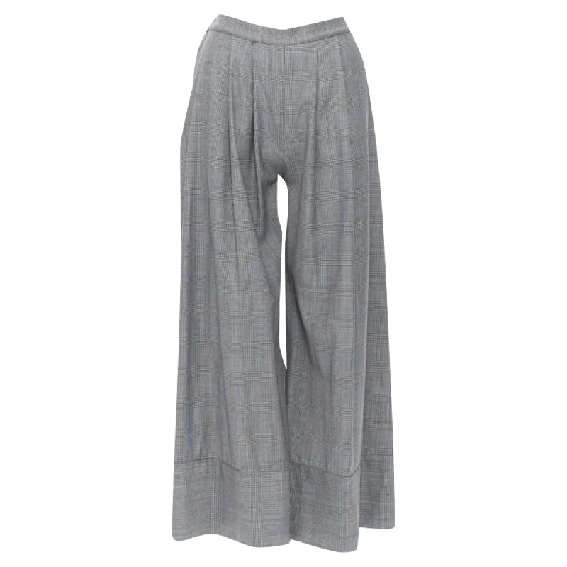 Michael Lo Sordo wool herringbone check wide cuff wide pants Fashion-Forward Women's Clothing