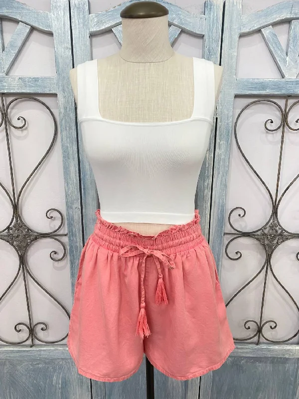 Casual Shorts In Coral Stylish Outerwear Clothes For Women