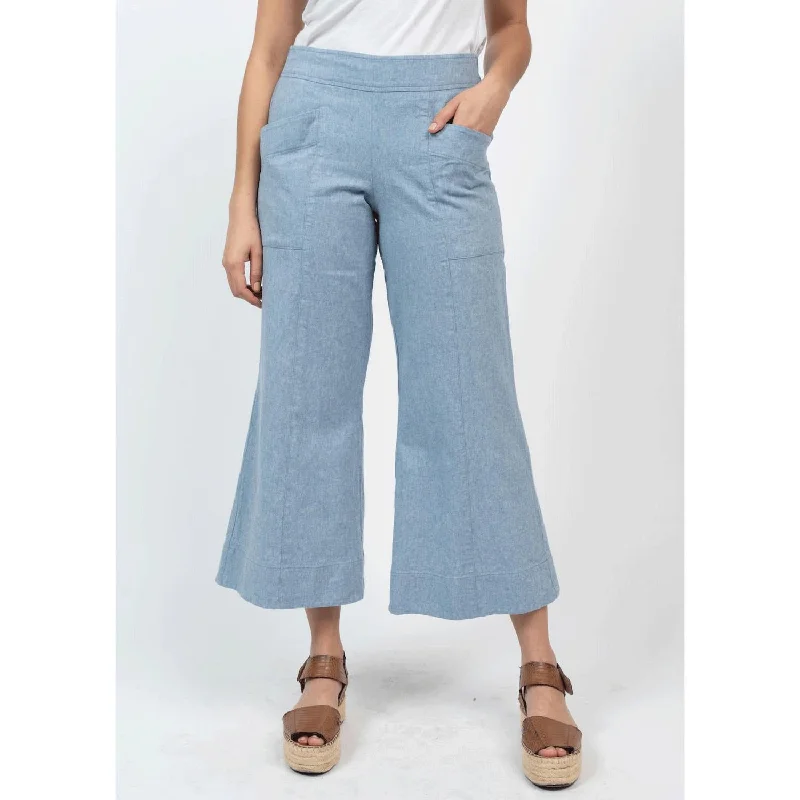 Linen Solid Pant In Cadet Women's Travel Outfit Set