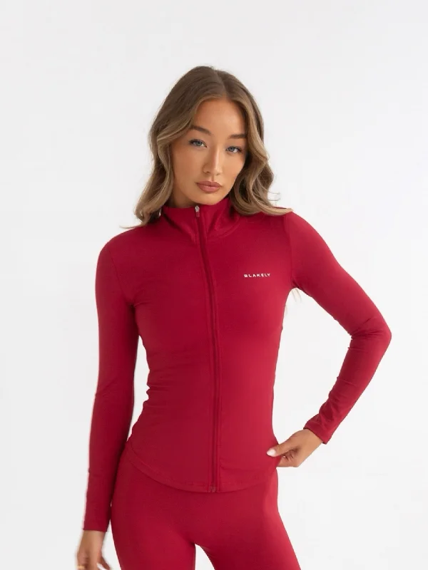 Ultimate Full Zip Jacket - Cherry Red Women's Clothing For Outdoor Activities