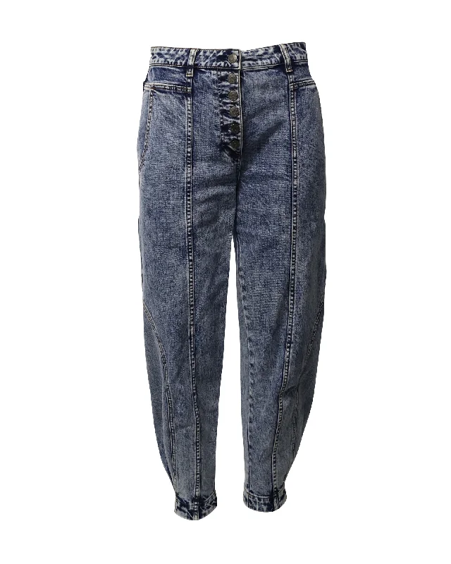 Ulla Johnson Brodie High Rise Tapered Jeans in Blue Cotton Women's Trendy Outfits