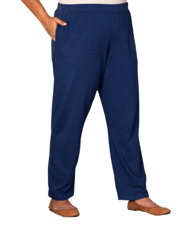 Cotton Relaxed Plus Size Pants In Navy Modern Women's Wardrobe Essentials