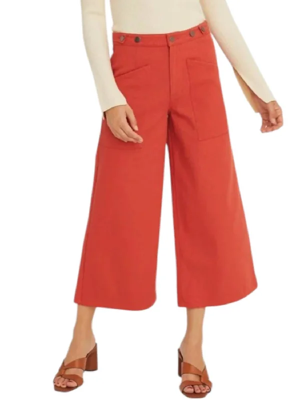 Wide Leg Pants In Brick Vintage-Inspired Garments