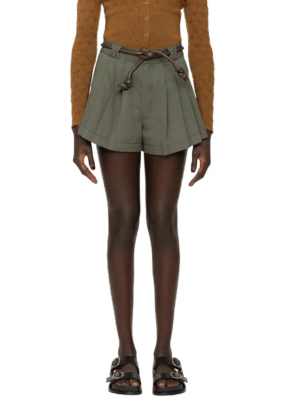 Samaka Garment Dye Shorts W/ Belt In Thyme Outlet Clothing