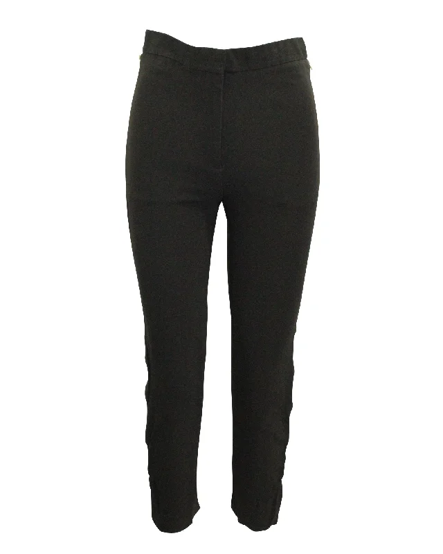 Celine Zip Up Detailed Slim Fit Pants in Black Silk Women's Trendy Outfit