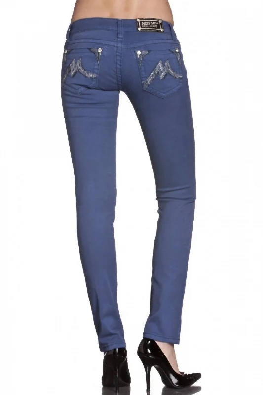 Skinny Colored Denim In Cobalt Women's Luxury Garments