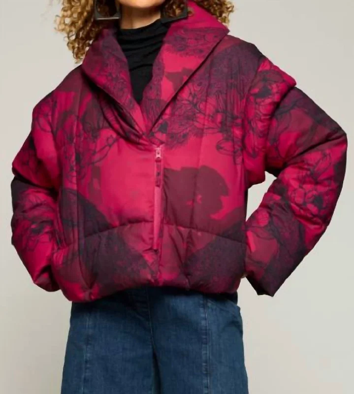 Peacock Puffer Jacket In Pink Clothing Sales