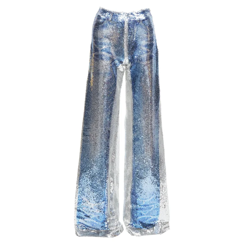 Pony Stone Thailand tromp loeil jeans sequins wide leg pants Stylish Clothes For Women