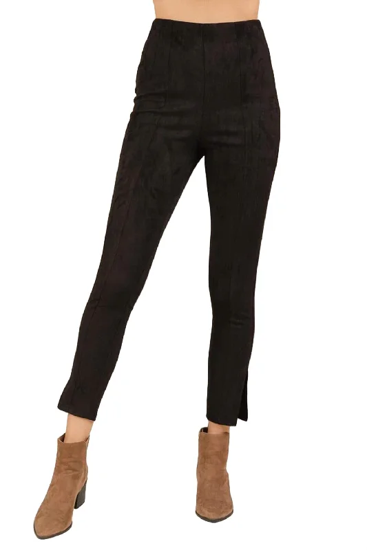 Everyday Essential Suede Pants In Black Women's Clothes