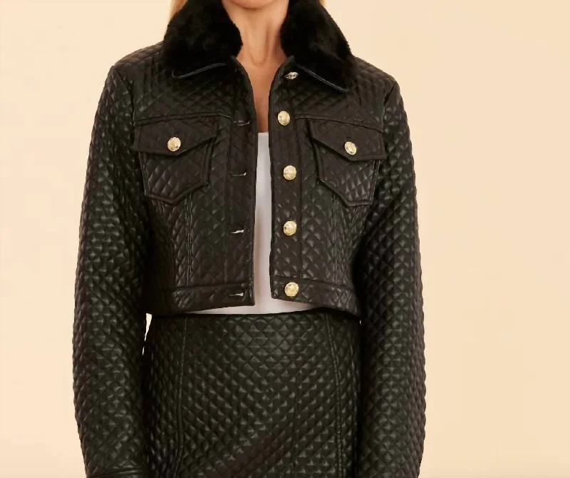 Faux Leather Black Jacket With Detachable Collar End of Season Sale