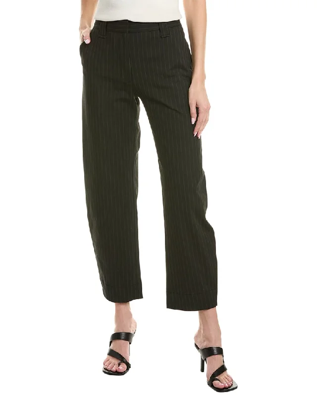 GANNI Stretch Stripe Mid-Waist Pant Plus Size Women's Fashion and Clothing