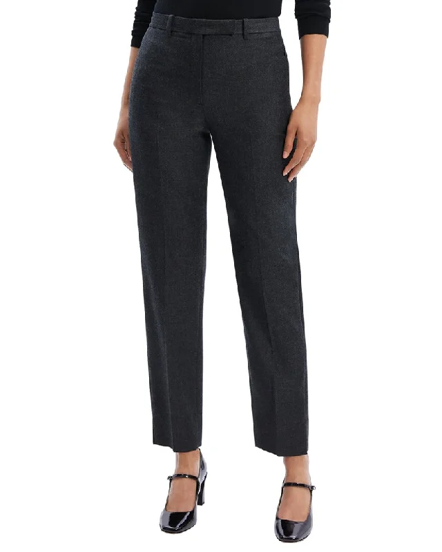 Theory High-Waist Flannel Wool Taper Pant Women's Plus-Size Attire