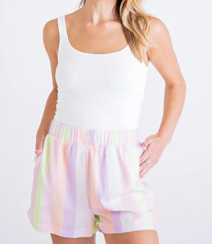 Smock Waist Short In Pastel Stripe Glamorous Evening Wear