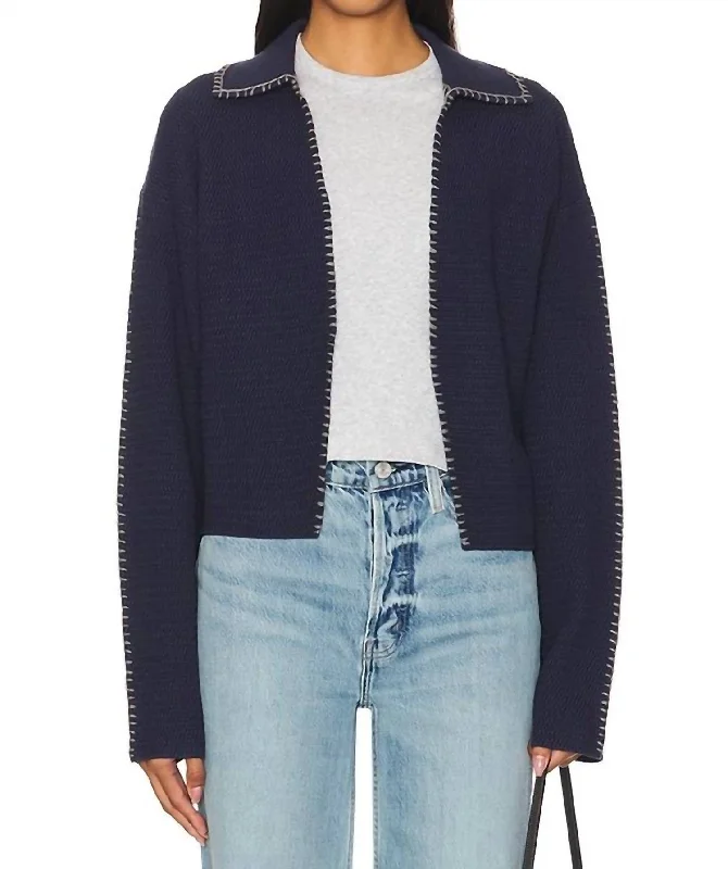 Cecile Sweater Jacket In Navy Women Apparel