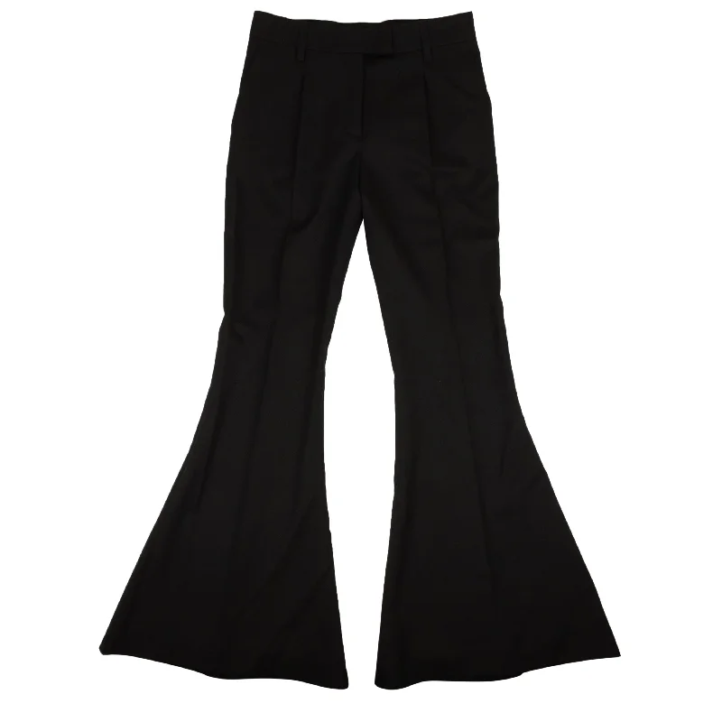 Black Cotton Bell Buttom Casual Pants Women's Outerwear Attire