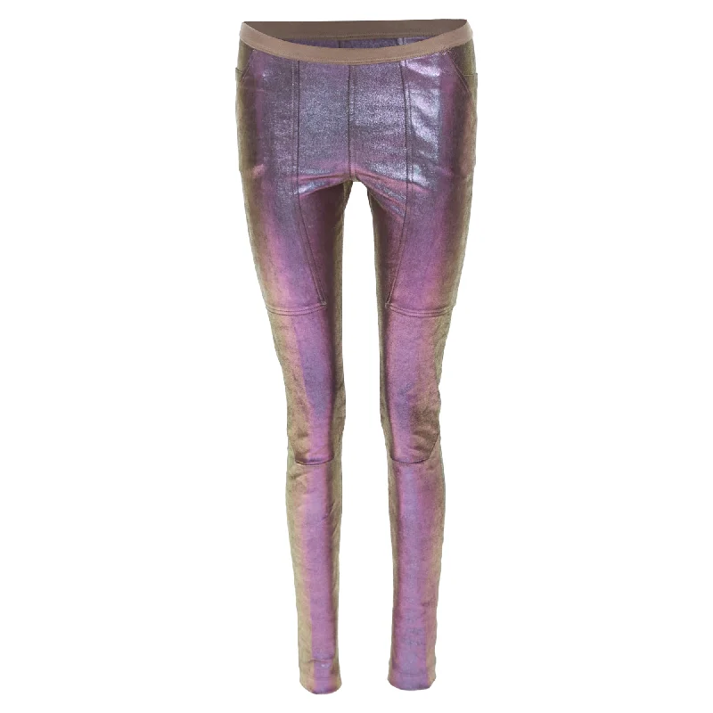 Rick Owens Tecuatl Iridescent Leather Legging Pants Casual Chic Clothing For Women