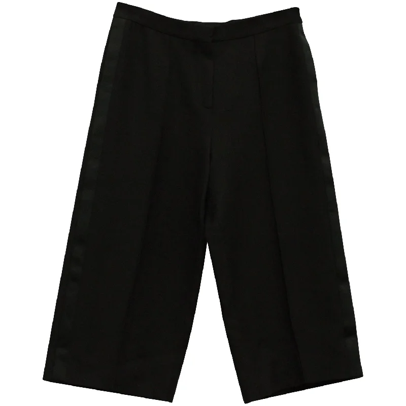 Valentino Cropped Wide Leg Pants in Black Wool Best Online Boutiques For Women