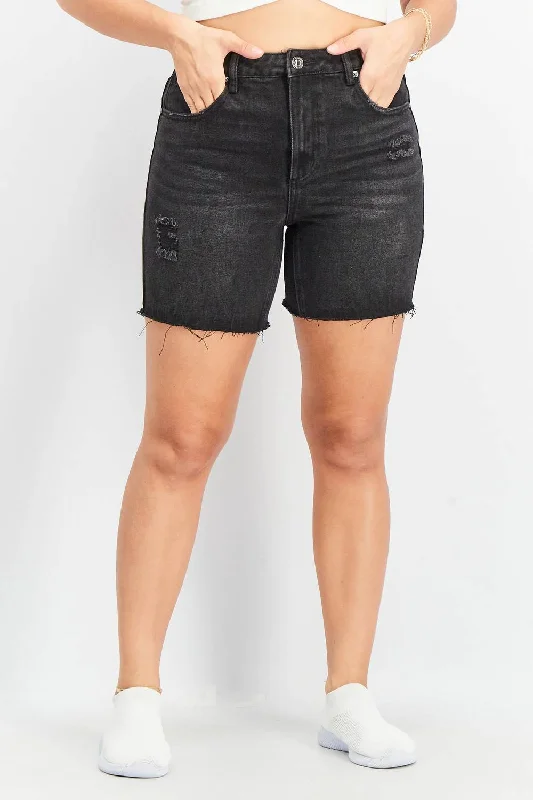 Tulum High Rise Relaxed Fit Short In Black Comfortable Casual Women's Clothing