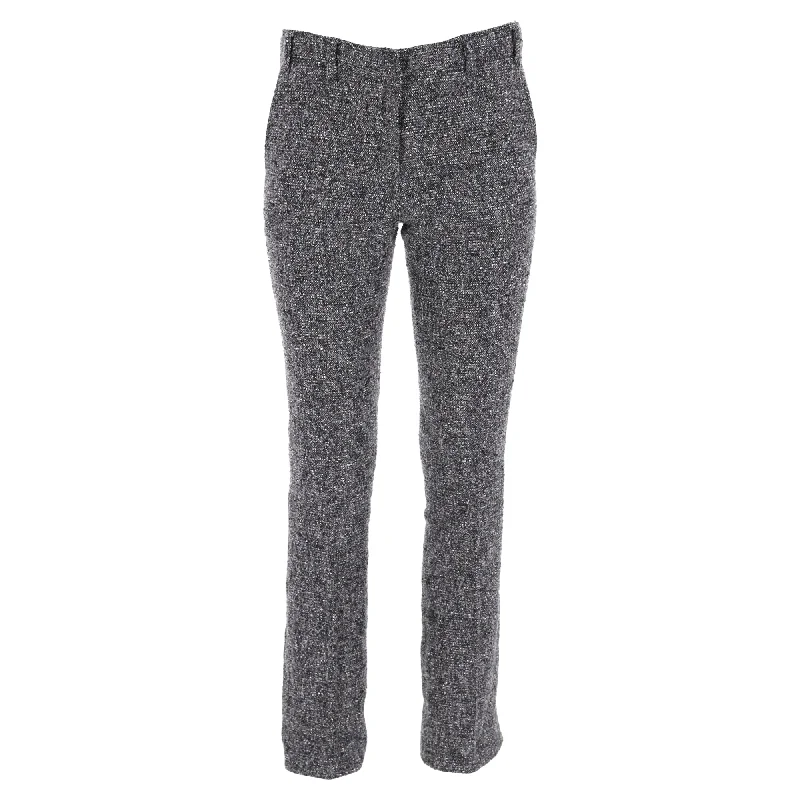 Burberry London Slim-Fit Tweed Trousers in Grey Polyester Trendy Women's Apparel