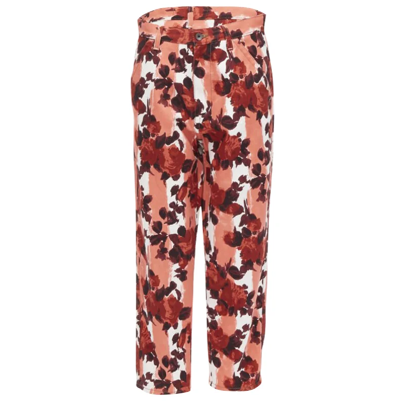 Marni floral striped print cotton wide leg jeans Women's Night-Out Clothes