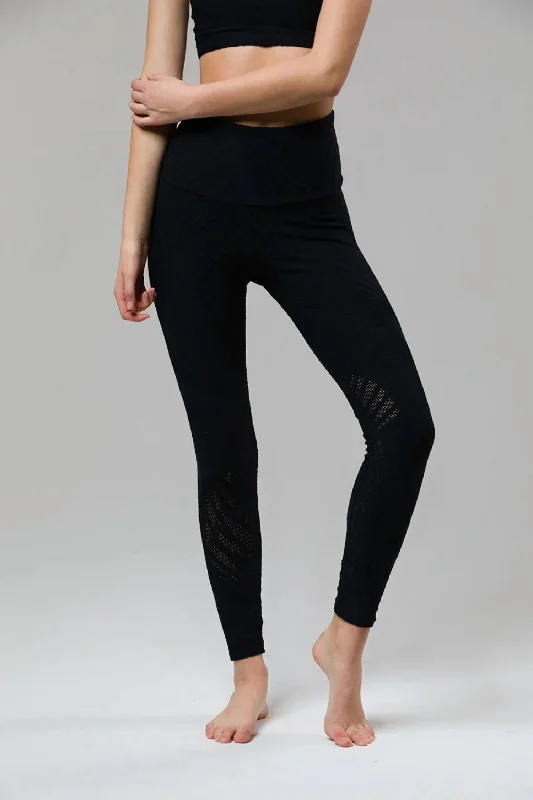 Textured Legging In Black Sophisticated Women's Fashion