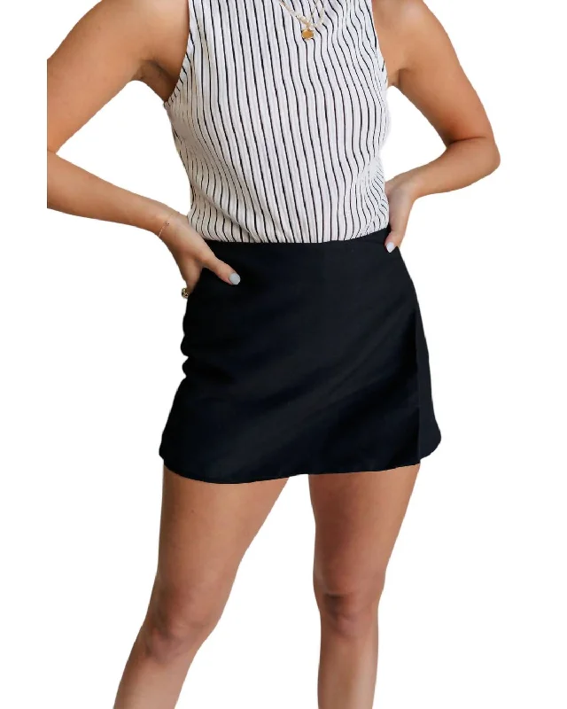 Kyla Asymmetrical Hem Skort In Black Women's Clothing Sale Online