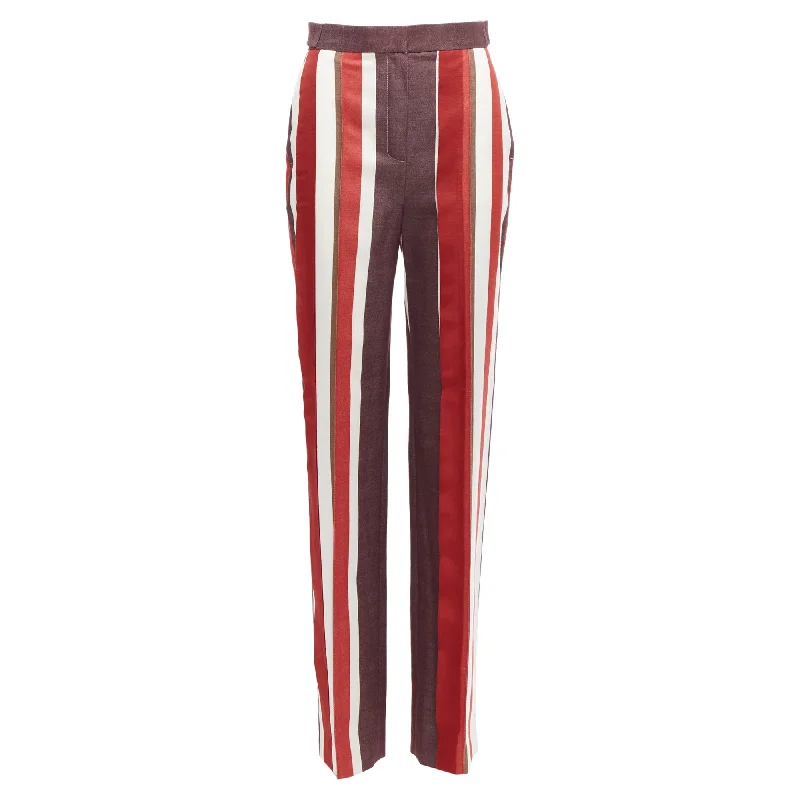 Enken cotton wool blend graphic stripe wide leg pants Women's Clothing For Outdoor Activities